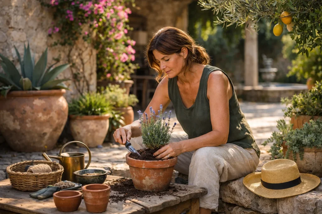Plantes méditerranéennes et patios ombragés en Italie
