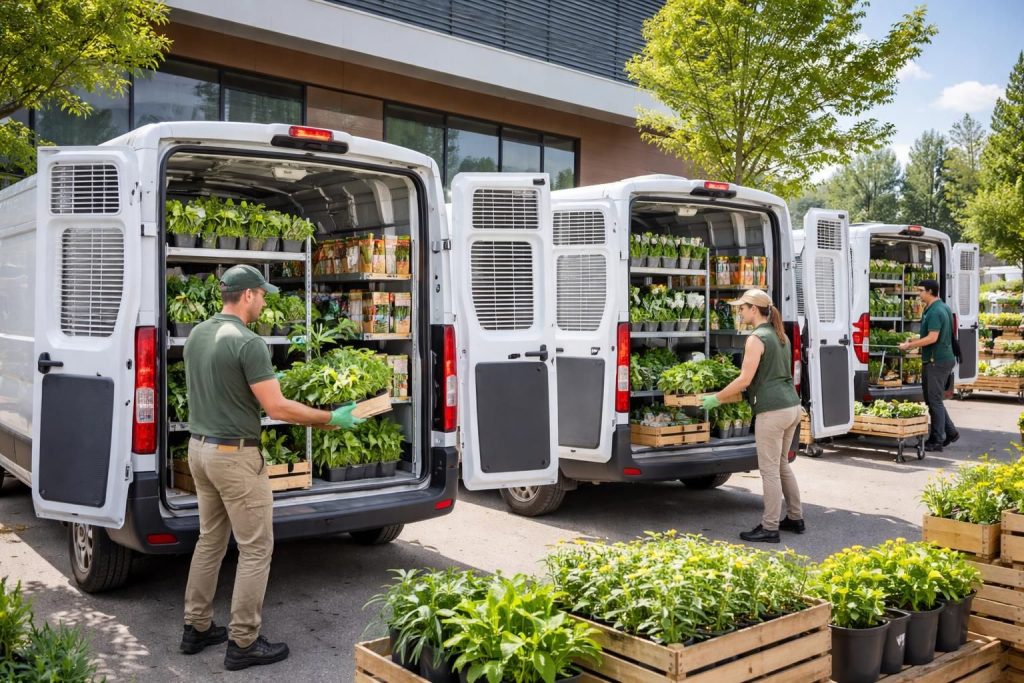 Expédition de plants et semences avec des fourgons ventilés Citroën Jumper pour jardineries